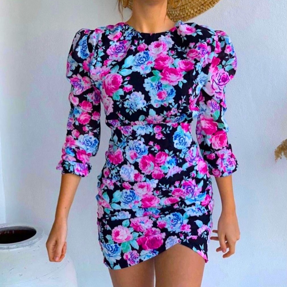 Black party floral dress
